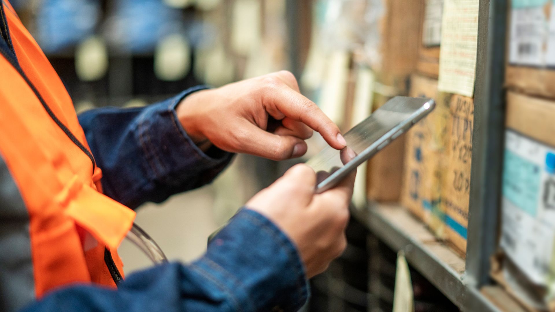 Worker uses a digital tablet in the warehouse