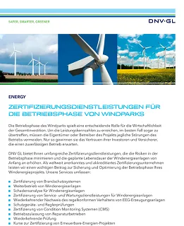 Zertifizierungsdienstleistungen für die Betriebsphase von Windparks