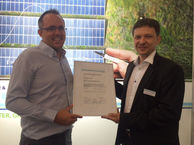 Anlagen-Zertifikat für den Solarpark Salzwedel