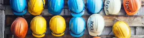 Row of hard hats