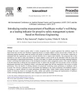 Introducing routine measurement of healthcare worker’s well-being as a leading indicator for proactive safety management systems based on Resilience Engineering