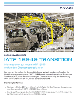 Informationen und Übergangsregelungen zur neuen IATF 16949:2016