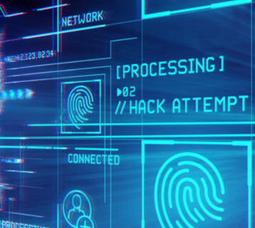 Monitor mit Bild von einem Hacker-Angriff