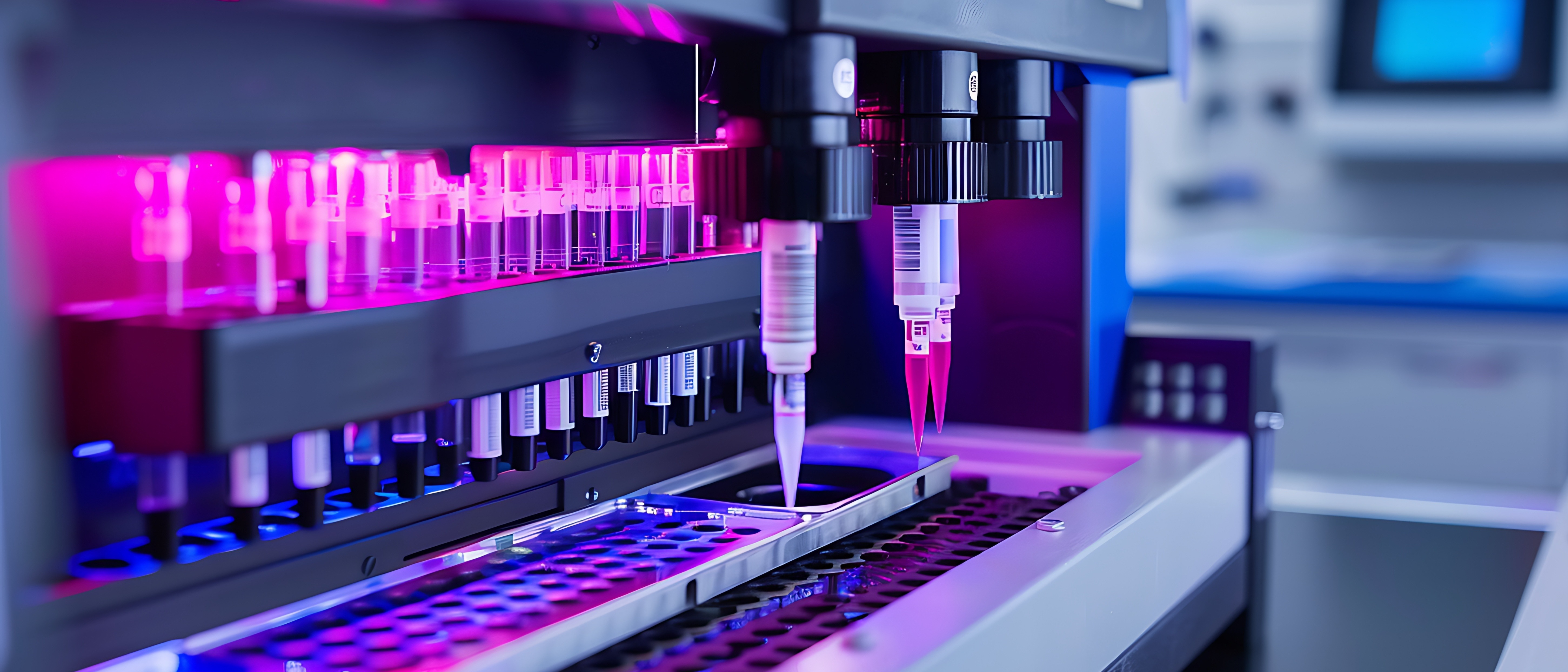 Automatisierte diagnostische Laborausrüstung, die medizinische Testproben im Rahmen von KI‑gestützten diagnostischen Workflows verarbeitet.