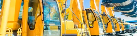 Excavators lined up