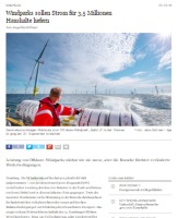 Windparks sollen Strom für 3,5 Millionen Haushalte liefern